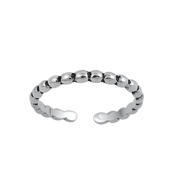 Sterling Silver Beaded Toe Ring – Oxidized Finish - Picture 1 of 1